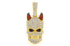 Skull with Horns Diamond Pendant 14K Solid Gold - 0.65 CTW