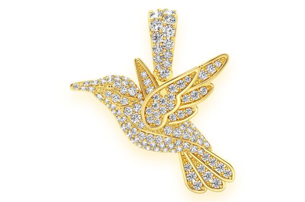 Hummingbird Flying Diamond Pendant 10K Solid Gold - 0.65 CTW