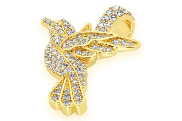 Hummingbird Flying Diamond Pendant 10K Solid Gold - 0.65 CTW