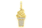 Ice Cream Diamond Pendant 14K Solid Gold - 0.15 CTW