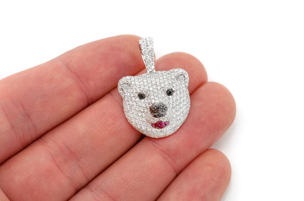 Polar Bear Diamond Pendant 14K Solid Gold - 2.33 CTW