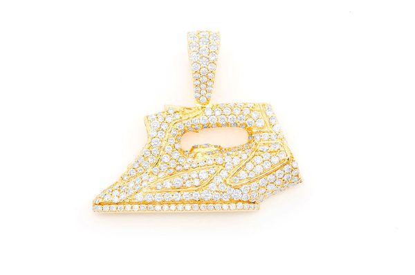 Iron Diamond Pendant 14K Solid Gold - 2.00 CTW
