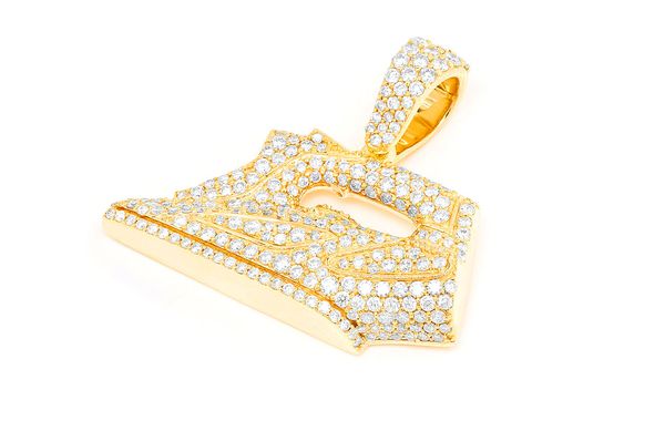 Iron Diamond Pendant 14K Solid Gold - 2.00 CTW