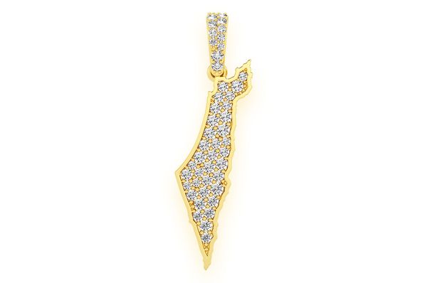 Israel Country Diamond Pendant 14K Solid Gold - 0.40 CTW