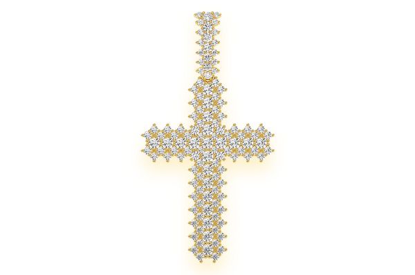Diamond Gold Cross Pendant Mens Necklace - 5.5 CTW