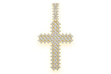 Diamond Gold Cross Pendant Mens Necklace - 5.5 CTW