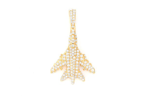 Airplane Diamond Pendant 14K Solid Gold - 1.15 CTW