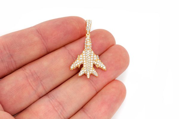 Airplane Diamond Pendant 14K Solid Gold - 1.15 CTW