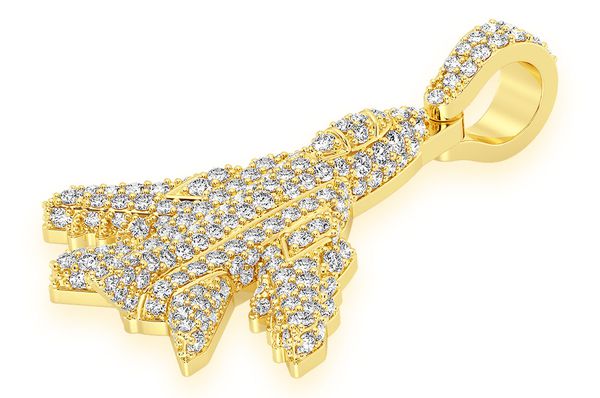 Jet Diamond Pendant 10K Solid Gold - 1.25 CTW