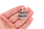 Kaaba Black & White Diamond Pendant 14K Solid Gold - 2.60 CTW