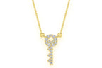 Key Diamond Pendant 14K Solid Gold - 0.10 CTW
