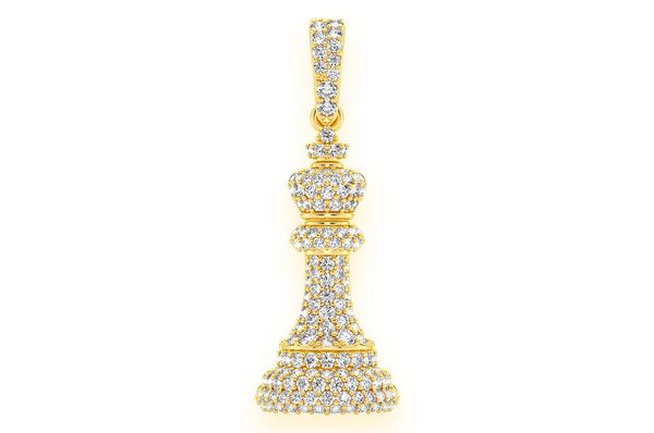 King Chess Piece Diamond Pendant 14K Solid Gold - 0.66 CTW
