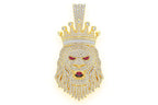 King Crown Lion Diamond Pendant 14K Solid Gold - 10.00 CTW