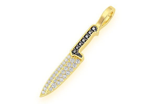 Chef's Knife Diamond Pendant 10K Solid Gold - 0.25 CTW