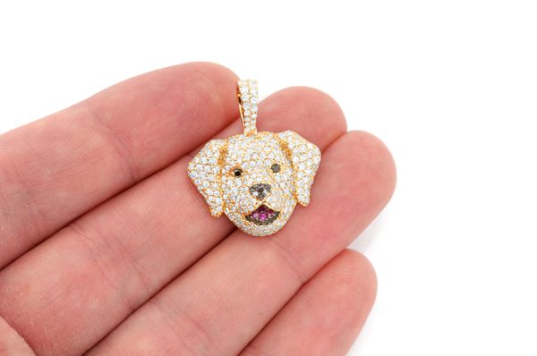 Labrador Retriever Diamond Pendant 14K Solid Gold - 2.50 CTW