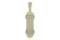 Skateboard Diamond Pendant 14K Solid Gold - 3.20 CTW