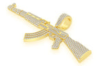 Ak47 Diamond Pendant 14K Solid Gold - 3.25 CTW