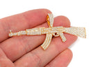 Ak47 Diamond Pendant 14K Solid Gold - 3.25 CTW