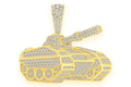 Armored Combat Tank Diamond Pendant 14K Solid Gold - 4.50 CTW