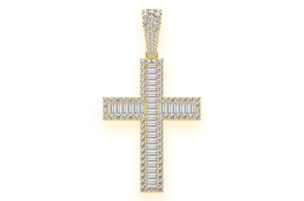 Modern Baguette Cross Pendant 925 Silver Cross Diamond Large Statement