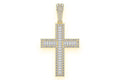 Modern Baguette Cross Pendant 925 Silver Cross Diamond Large Statement