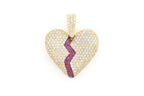 Broken Heart Ruby & Diamond Pendant 14K Solid Gold - 4.10 CTW