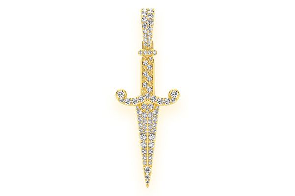 Dagger Diamond Pendant 14K Solid Gold - 1.60 CTW