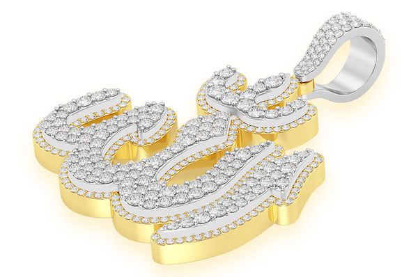 Allah Arabic Diamond Pendant 14K Solid Gold - 11.00 CTW