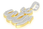 Allah Arabic Diamond Pendant 14K Solid Gold - 11.00 CTW