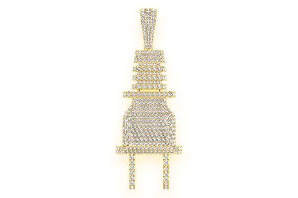 Electric Plug Diamond Pendant 10K Solid Gold - 9.75 CTW