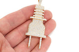 Large Electric Plug 10K Solid Gold Pendant