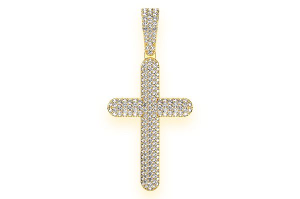 14K Gold Cross Pendant - 2.5 CTW