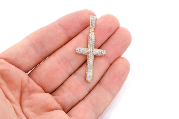 14K Gold Cross Pendant - 2.5 CTW