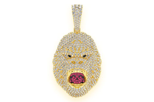 Gorilla Diamond Pendant 14K Solid Gold - 4.50 CTW