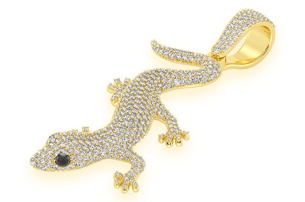 Lizard Diamond Pendant 14K Solid Gold - 6.00 CTW