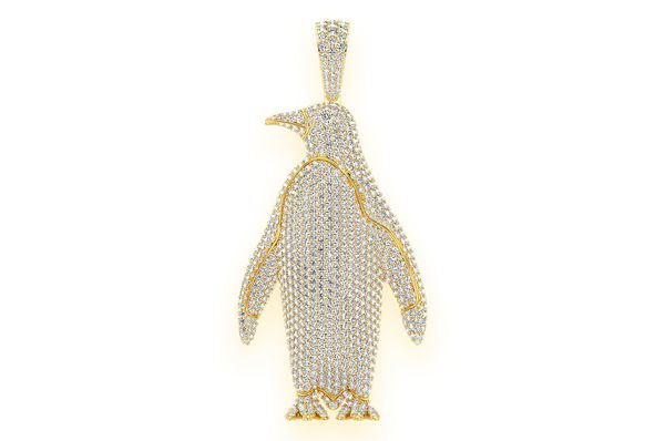 Penguin Diamond Pendant 14K Solid Gold - 16.25 CTW