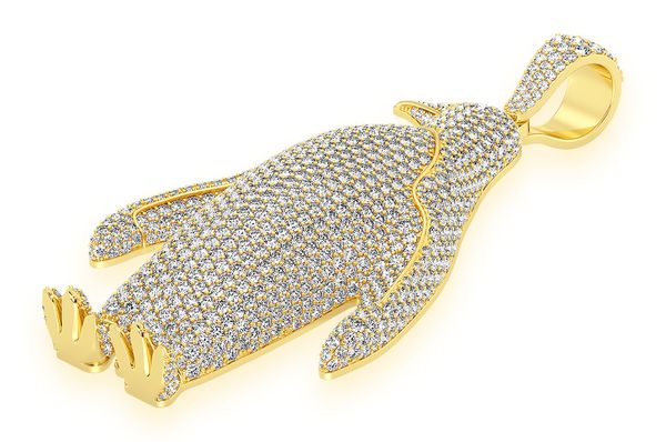 Penguin Diamond Pendant 14K Solid Gold - 16.25 CTW