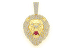 Mens 10K Gold Lion Head Diamond VVS Pendant - 3.20 CTW