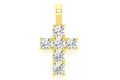 14K Gold Cross Pendant Diamond-Accented Mens Necklace - 1.25 CTW