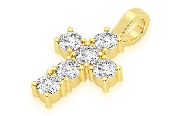 14K Gold Cross Pendant Diamond-Accented Mens Necklace - 1.25 CTW