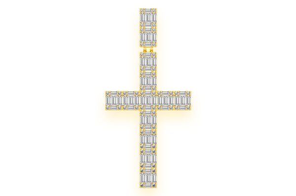 Baguette Diamond Cross Pendant Large Royal Lab Grown Jewelry