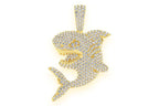 Shark Diamond Pendant 14K Solid Gold - 2.60 CTW