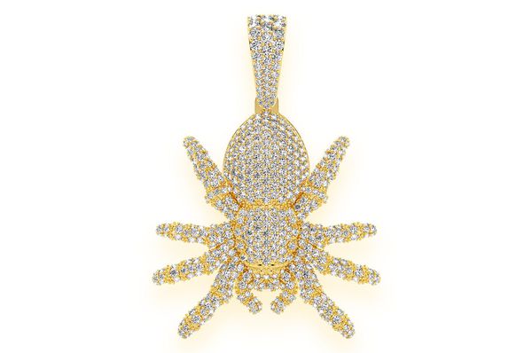 Spider Crawling Diamond Pendant 14K Solid Gold - 4.00 CTW