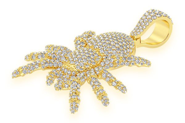 Spider Crawling Diamond Pendant 14K Solid Gold - 4.00 CTW