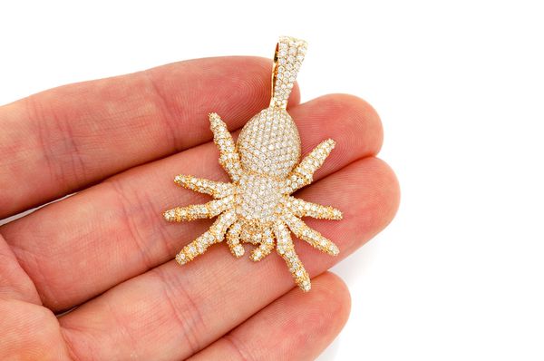 Spider Crawling Diamond Pendant 14K Solid Gold - 4.00 CTW