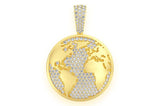 Large World Globe 10K Gold Pendant