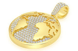 Large World Globe 10K Gold Pendant