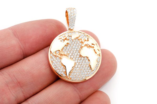Globe Diamond Pendant 14K Solid Gold - 4.00 CTW