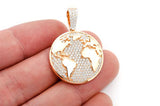 Large World Globe 10K Gold Pendant