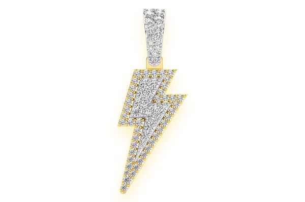 Lightning Bolt Diamond Pendant 14K Solid Gold - 0.4 CTW